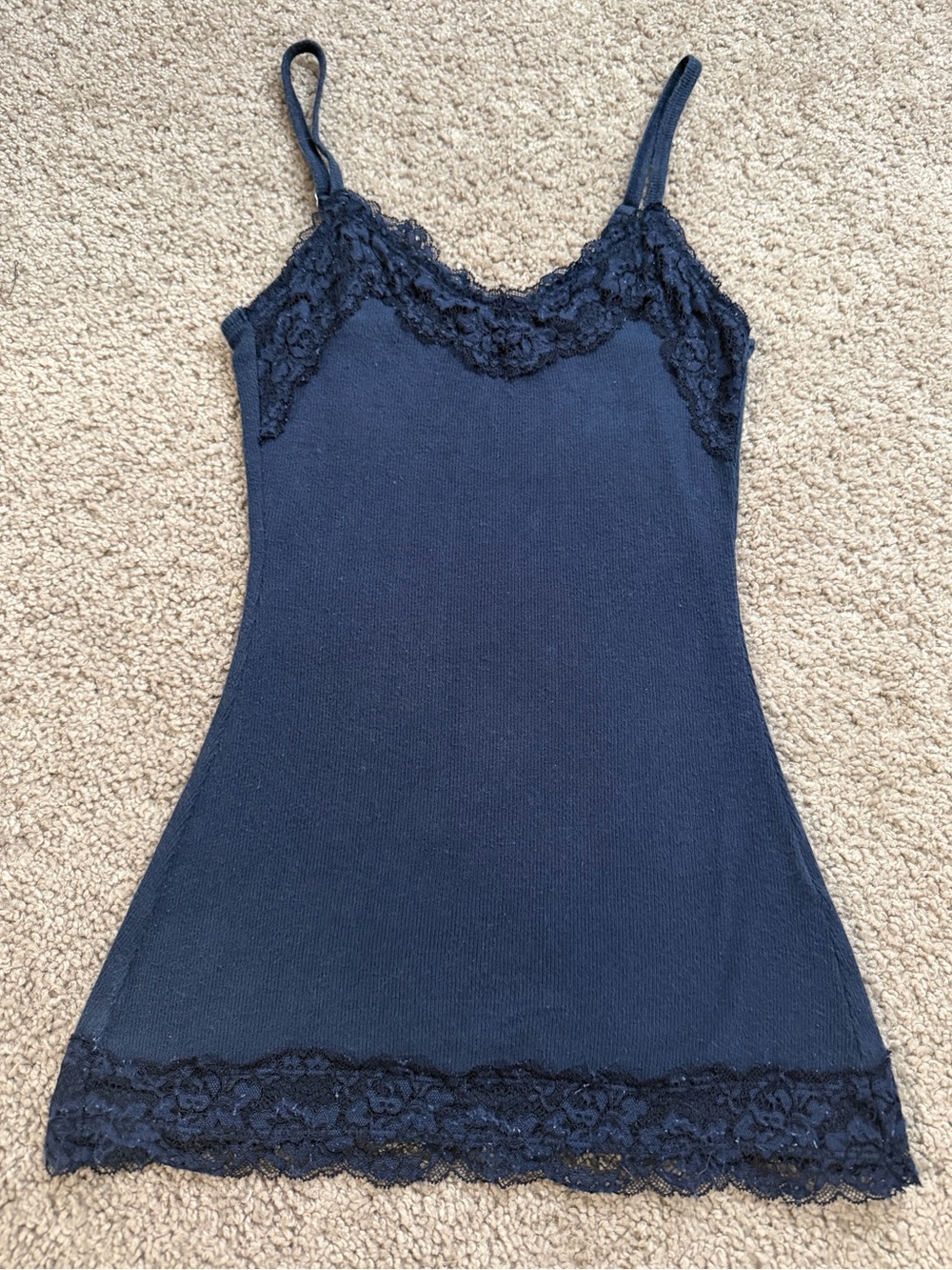 3/$25 Y2K Hollister Lace Navy Blue Tank Top Ribbed